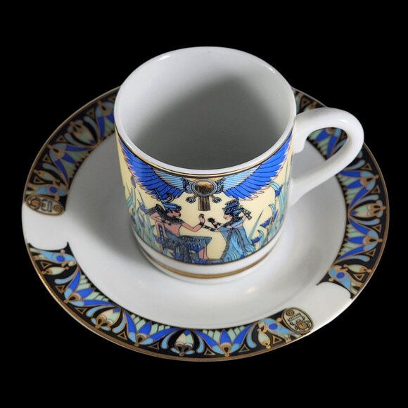 Vintage Limoges Egyptian Espresso Cup and Saucer Set Royal Porcelain EGP France - Picture 5 of 11